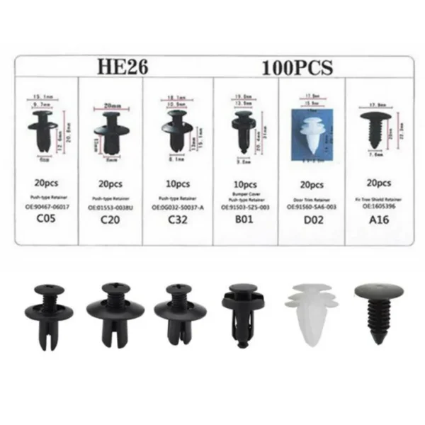 Kit de Clips & Rivets Carrosserie – 100 pièces pour Saab – Image 2