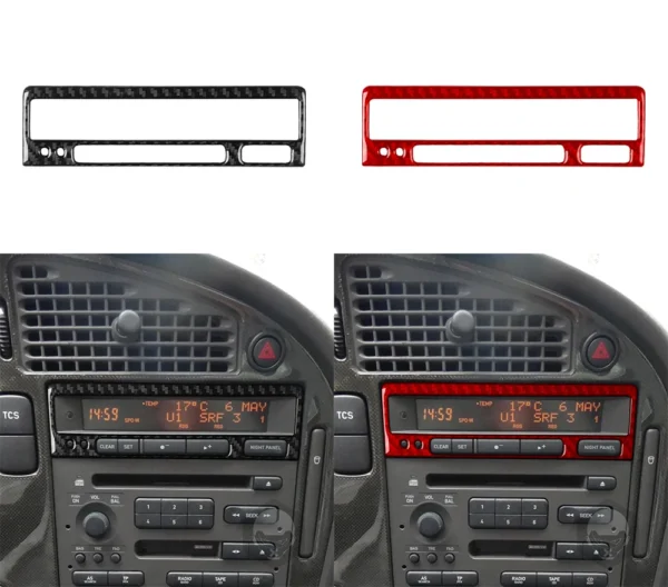 Finition Carbone – Habillage Panneau d’Affichage Radio/CD Central pour Saab 9-5 (2003–2005)