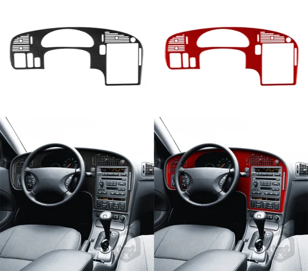 Finition Carbone – Habillage Tableau de Bord Central pour Saab 9-5 (2003–2005)