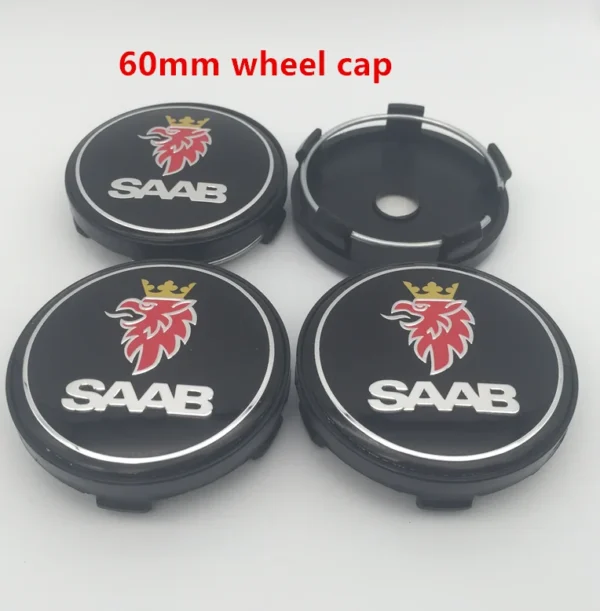 4pcs Emblèmes et Autocollants de Moyeu de Roue SAAB – Image 3