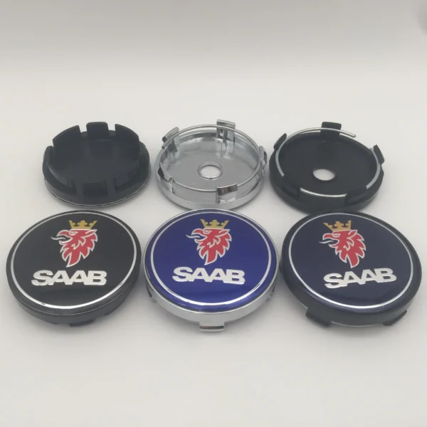 4pcs Emblèmes et Autocollants de Moyeu de Roue SAAB