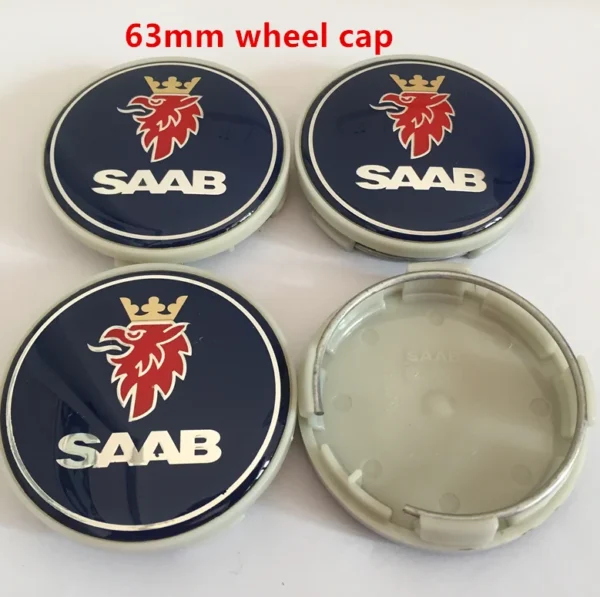 4pcs Emblèmes et Autocollants de Moyeu de Roue SAAB – Image 5