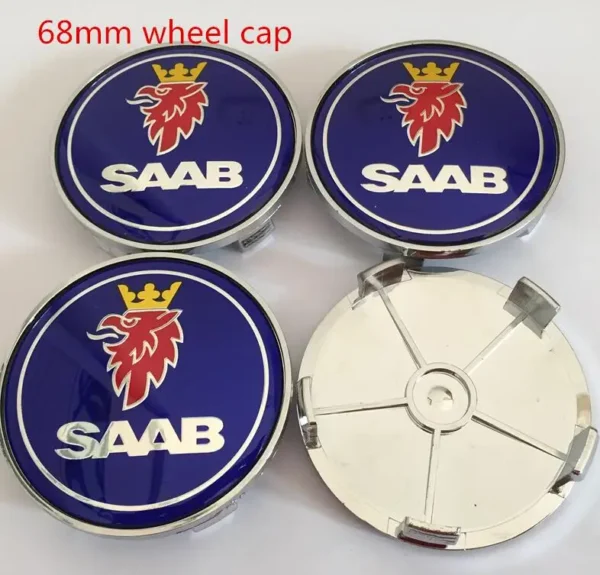 4pcs Emblèmes et Autocollants de Moyeu de Roue SAAB – Image 2