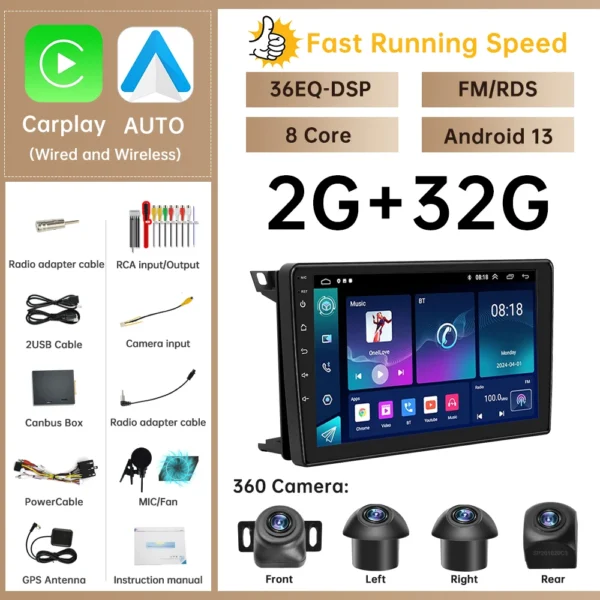 Autoradio Android 13, 9" pour Saab 9-3 (2007–2011) – GPS, CarPlay, Android Auto & Son DSP – Image 12