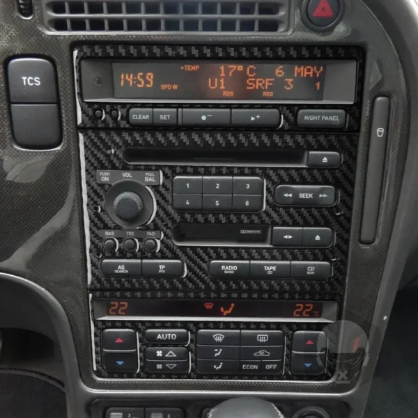 Finition Carbone – Ensemble Habillage Panneau Central Climatisation + Radio/CD pour Saab 9-5 (2003–2005) – Image 3